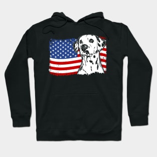 Proud Dalmatian American Flag patriotic dog Hoodie